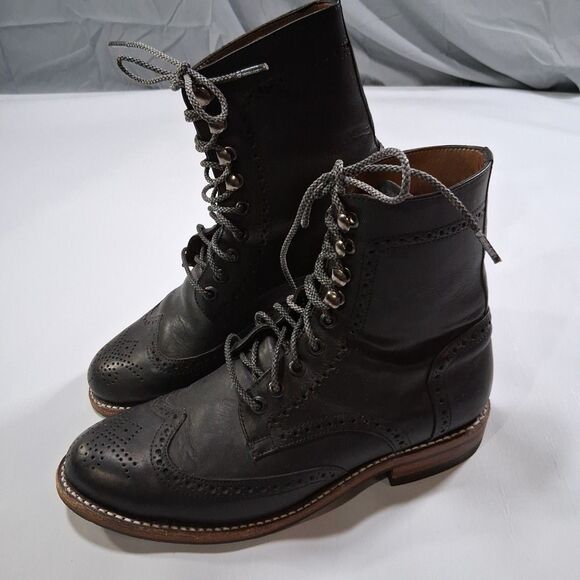 Miles & Louie Charles Boots Men’s 7.5 Black Lace Up Leather Casual Dress Ankle - Picture 1 of 8